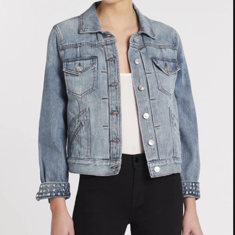 Current/Elliott The Turnt Boulder studded denim jacket